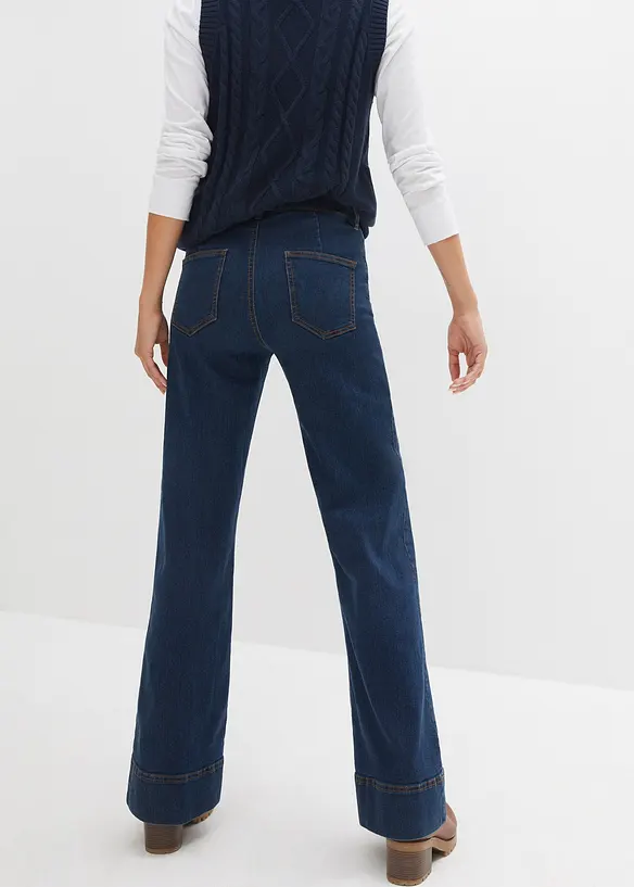 Wide leg comfort stretch jeans, mid waist, bonprix