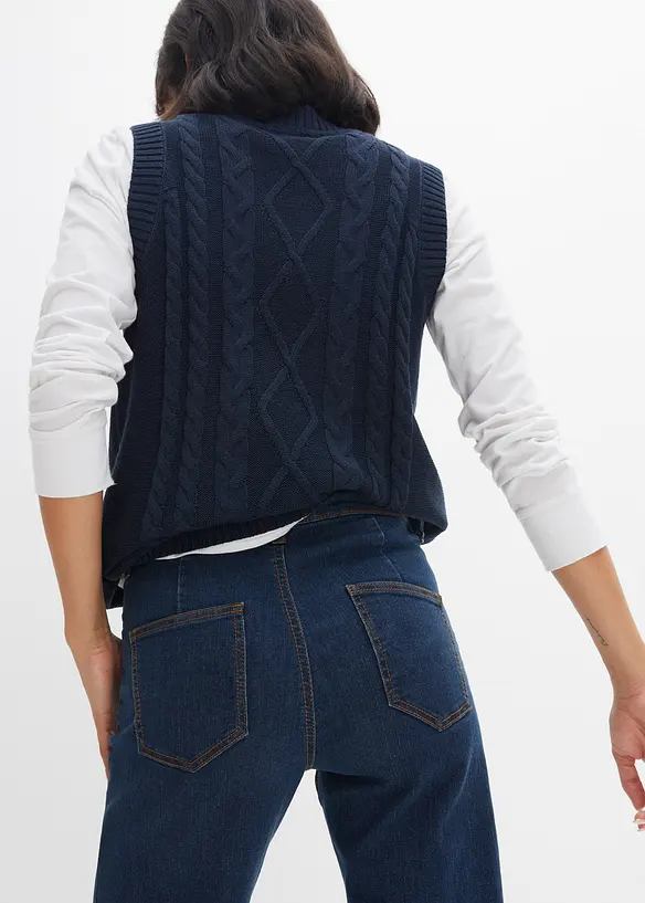 Wide leg comfort stretch jeans, mid waist, bonprix