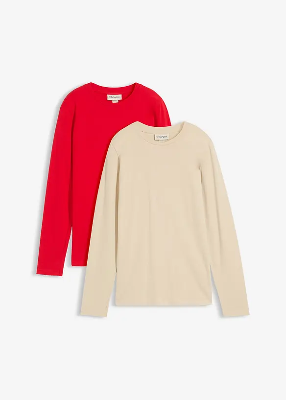 Longsleeve van biologisch katoen (set van 2), bonprix