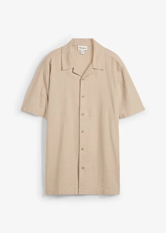 Overhemd met linnen en korte mouwen, loose fit, bonprix