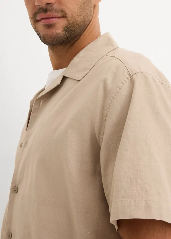 Overhemd met linnen en korte mouwen, loose fit, bonprix