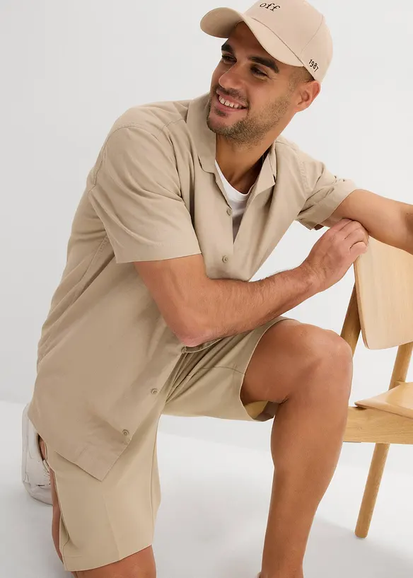 Overhemd met linnen en korte mouwen, loose fit, bonprix