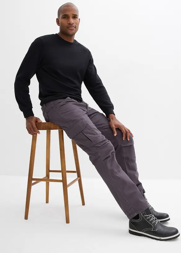 Relaxed fit cargo broek van puur katoen, straight, bonprix