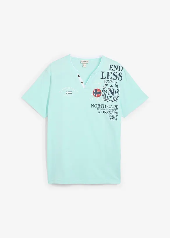 Henley shirt met korte mouwen van biologisch katoen, bonprix