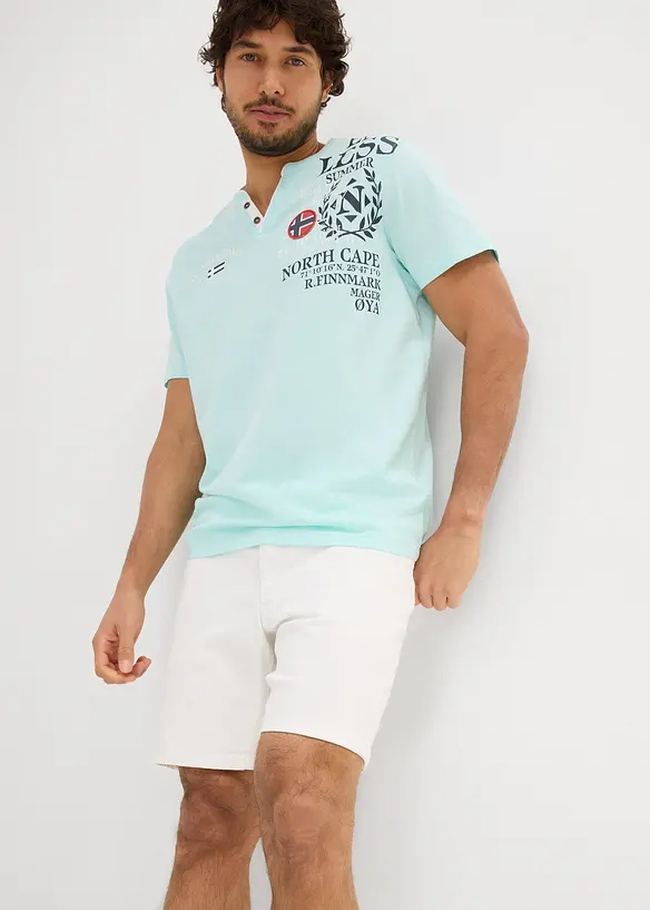 Henley shirt met korte mouwen van biologisch katoen, bonprix