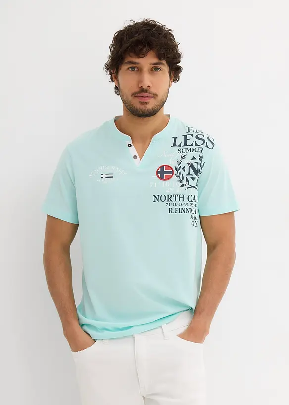 Henley shirt met korte mouwen van biologisch katoen, bonprix