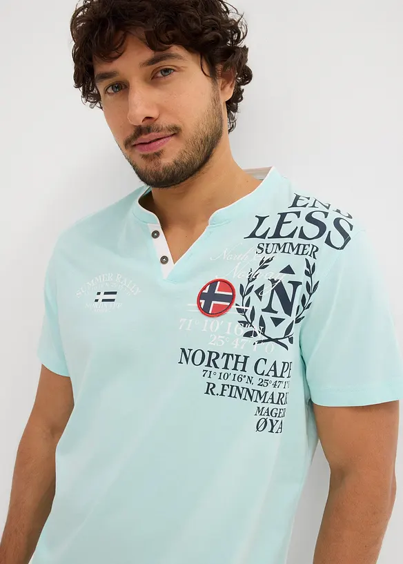 Henley shirt met korte mouwen van biologisch katoen, bonprix