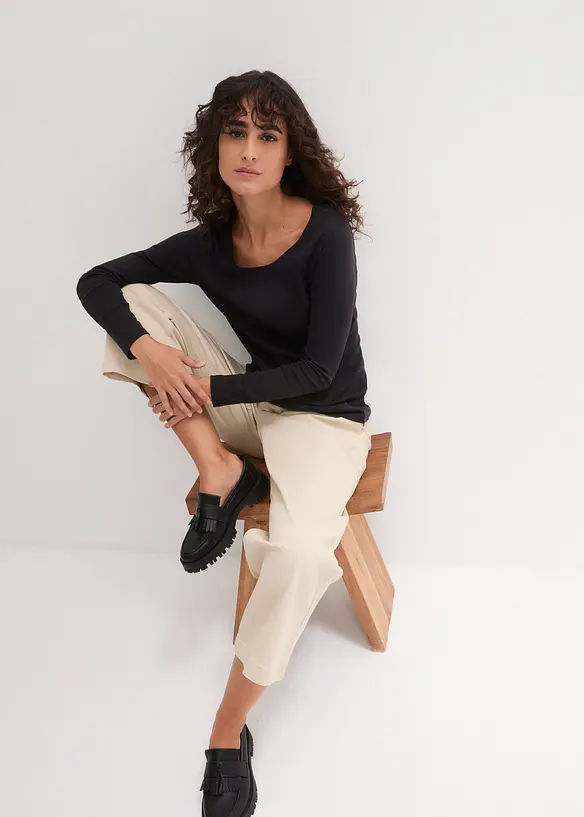 Katoenen longsleeve met ronde hals, bonprix