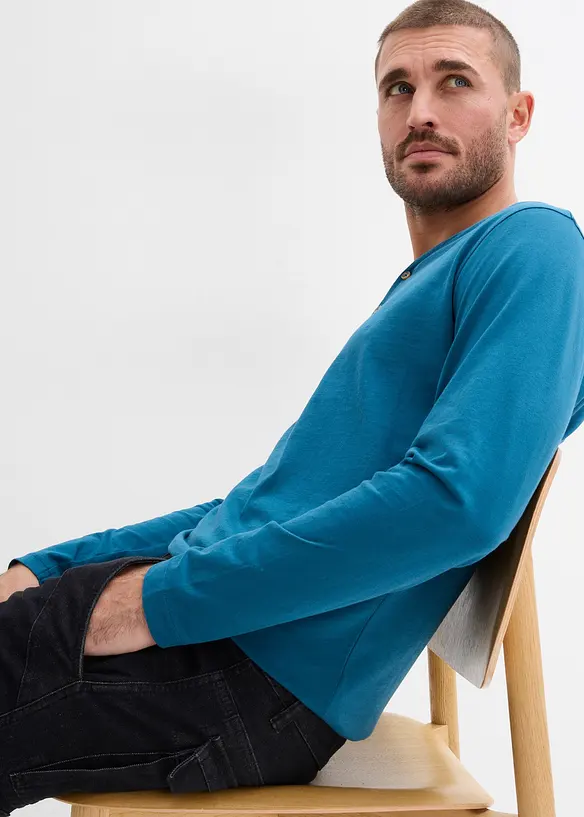 Henley longsleeve van biologisch katoen (set van 2), bonprix
