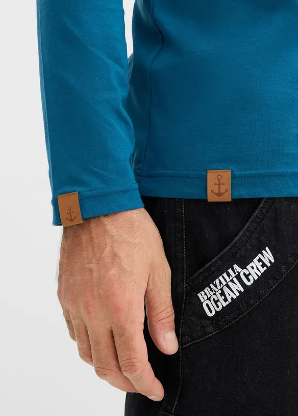 Henley longsleeve van biologisch katoen (set van 2), bonprix