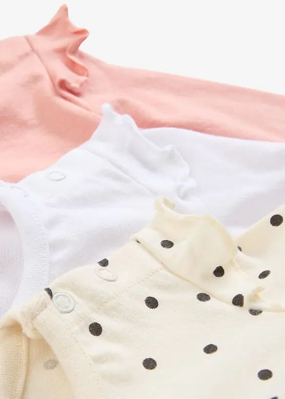 Body rompertje met ruches van biologisch katoen (set van 3), bonprix