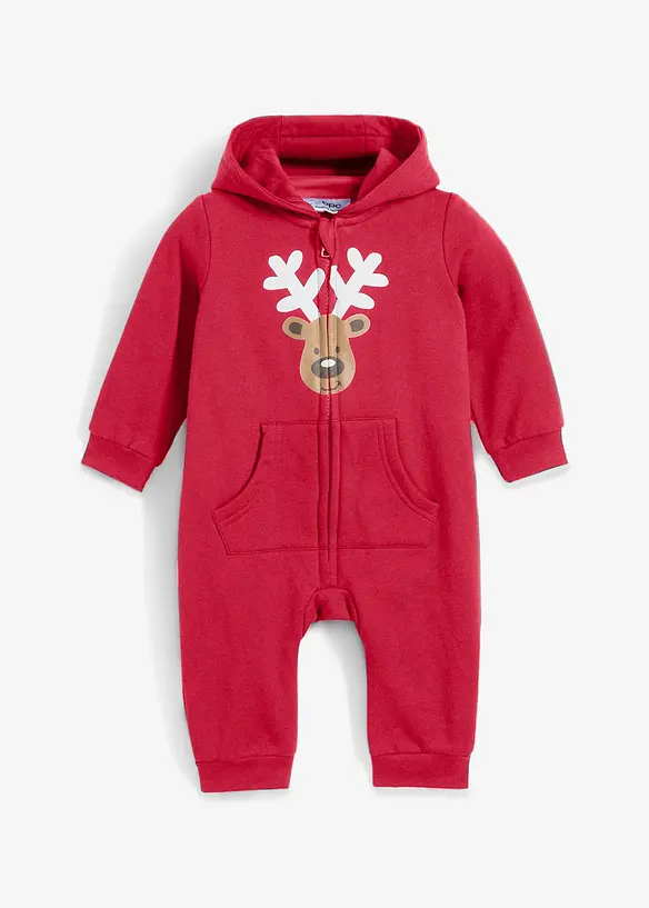 Baby sweat jumpsuit met kerstmotief van biologisch katoen, bonprix