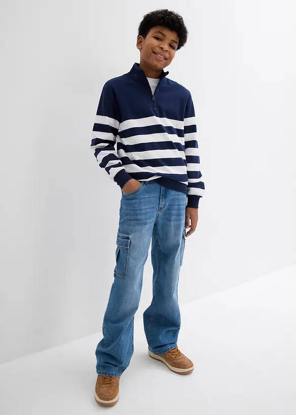 Cargo jeans loose fit straight met verstelbare tailleband en stretch, bonprix