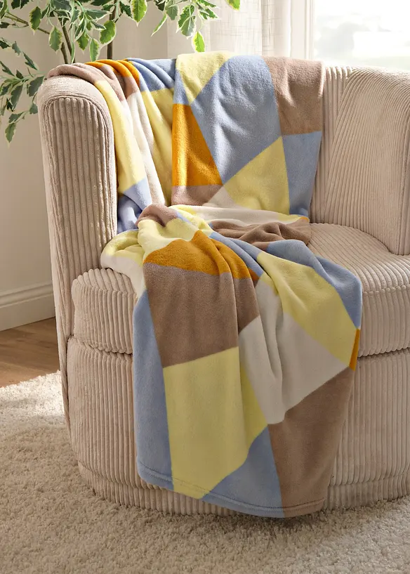 Knuffeldeken met blokstrepen, bonprix