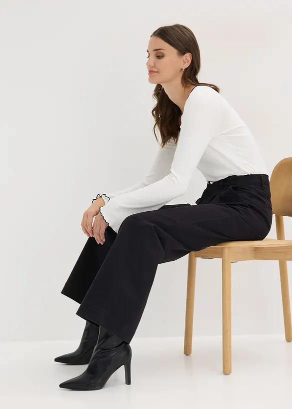 Wide leg bandplooibroek met een comfortabele tailleband, bonprix