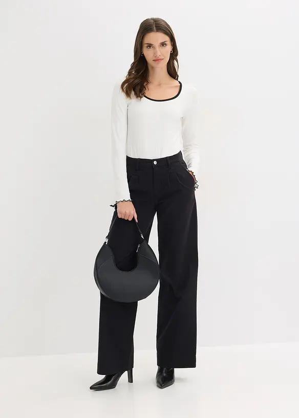 Wide leg bandplooibroek met een comfortabele tailleband, bonprix