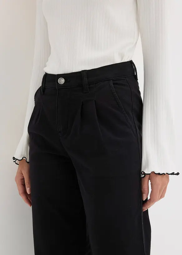 Wide leg bandplooibroek met een comfortabele tailleband, bonprix