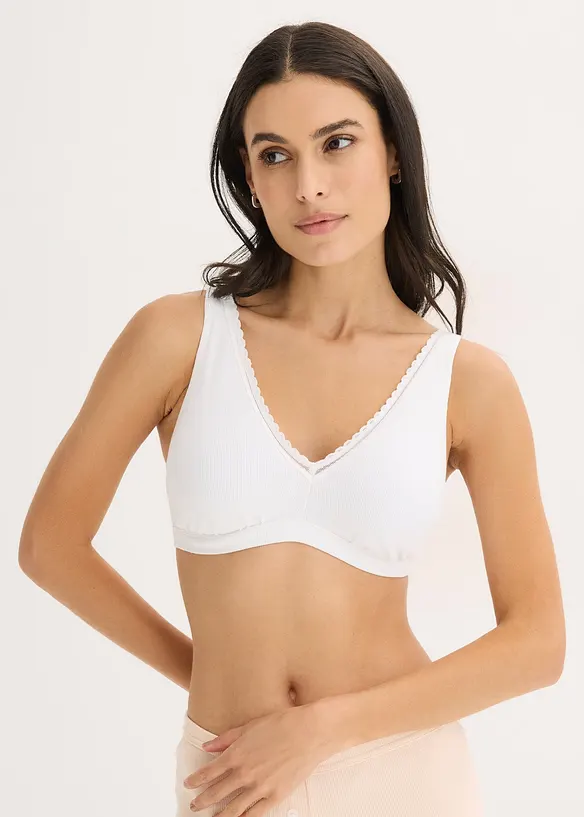 Gewatteerde bralette zonder beugels, met biologisch katoen en kant, bonprix