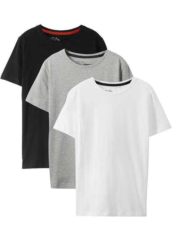 Basic T-shirt met biologisch katoen (set van 3), bonprix