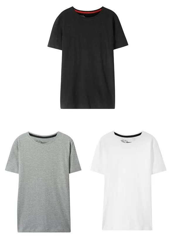 Basic T-shirt met biologisch katoen (set van 3), bonprix
