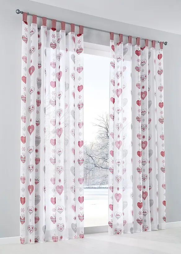 Vitrage met harten (1 stuk), bonprix