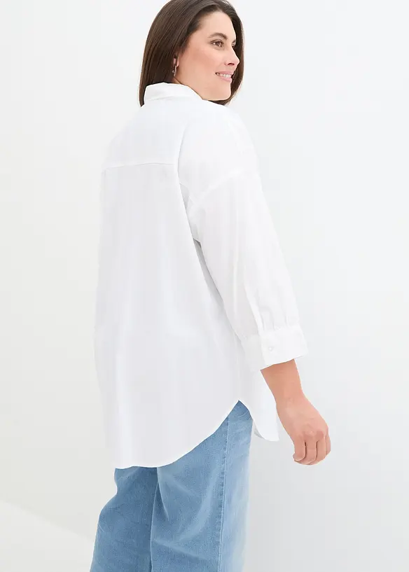 Oversized blouse van katoen met 3/4 mouwen, bonprix