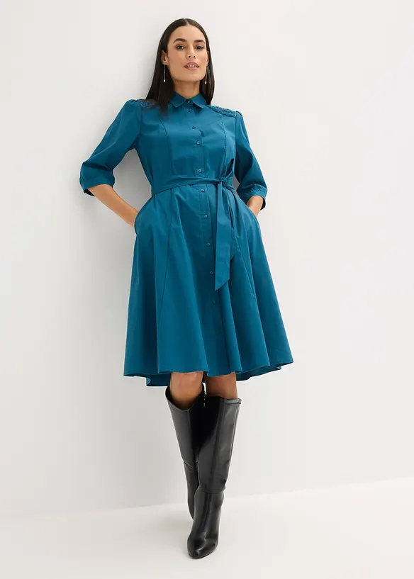 Overhemdjurk met kant en strikceintuur, bonprix