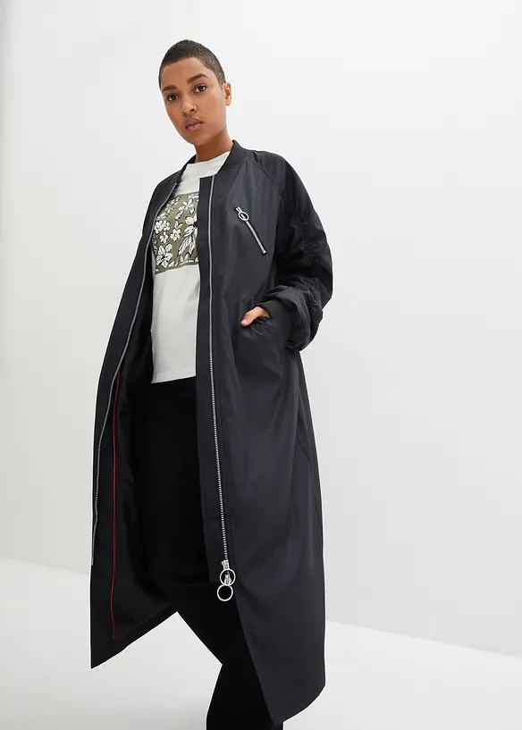 Lange jas met gebreide kraag, bonprix