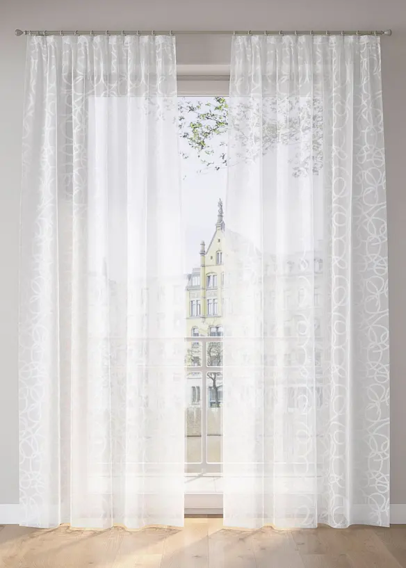 Gedessineerd gordijn met gerecycled polyester (1 stuk), bonprix