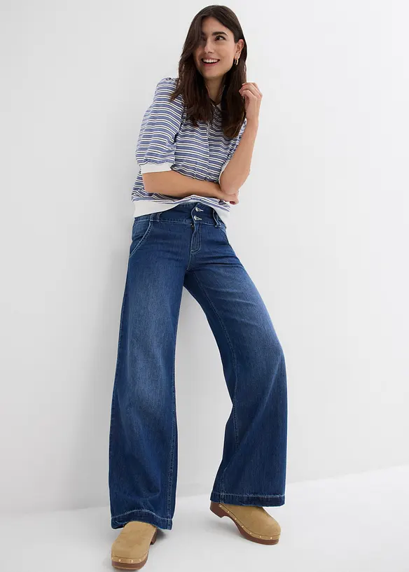 Wide leg jeans, high waist, super soft, bonprix