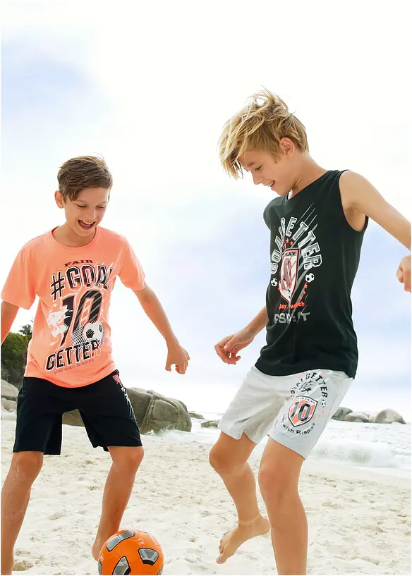 Jongens T-shirt, tanktop en bermuda's (4-dlg. set), bonprix