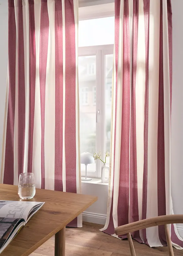 Gestreept gordijn met gerecycled polyester (1 stuk), bonprix