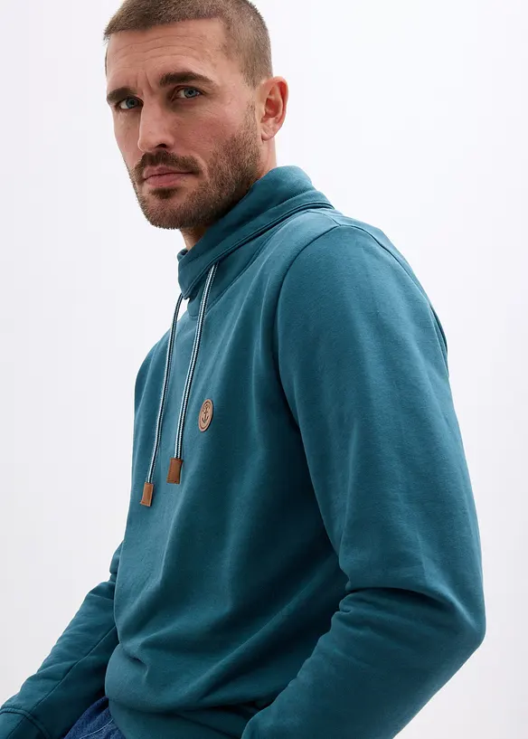 Sweater met sjaalkraag van puur biologisch katoen, bonprix