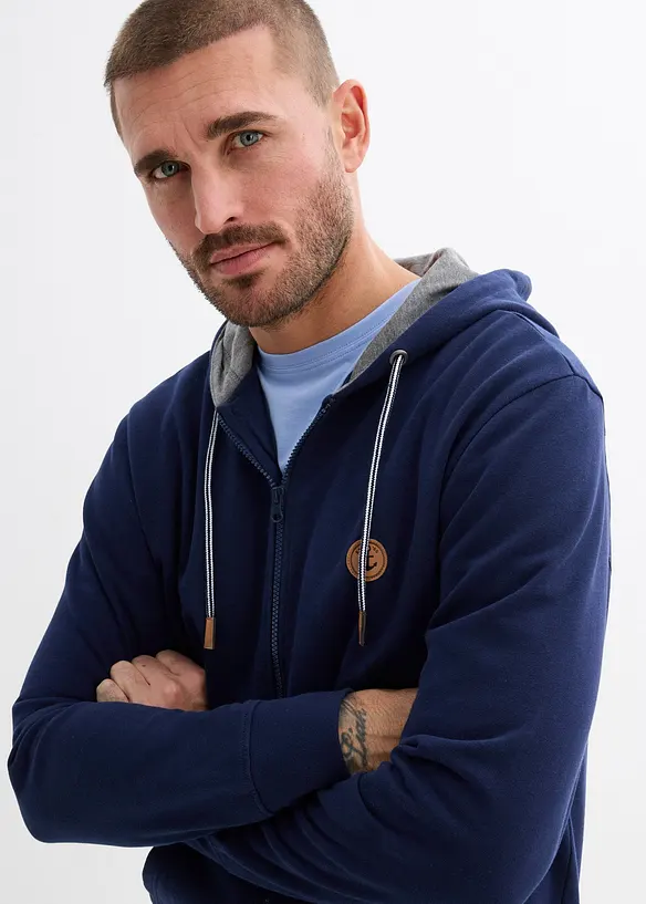 Sweatvest met capuchon van puur biologisch katoen, bonprix