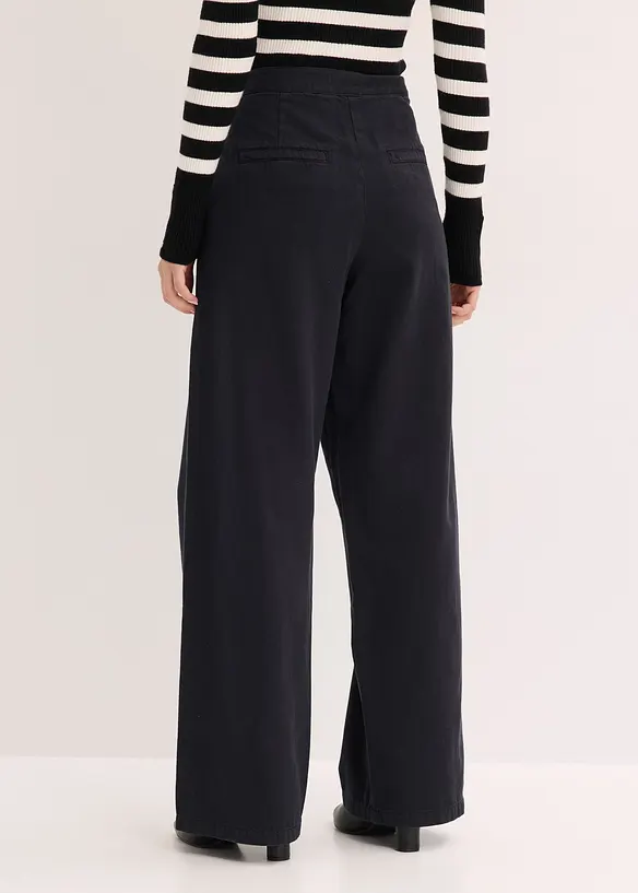 Broek met plooien van puur katoen, bonprix