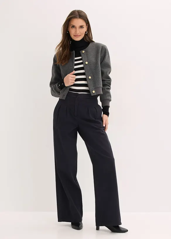 Broek met plooien van puur katoen, bonprix