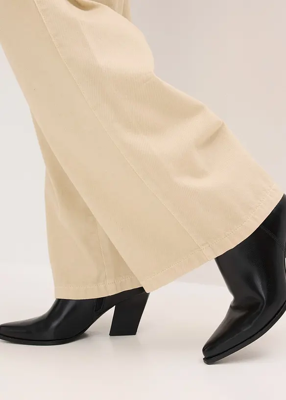 Broek met plooien van puur katoen, bonprix