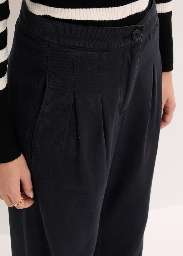 Broek met plooien van puur katoen, bonprix