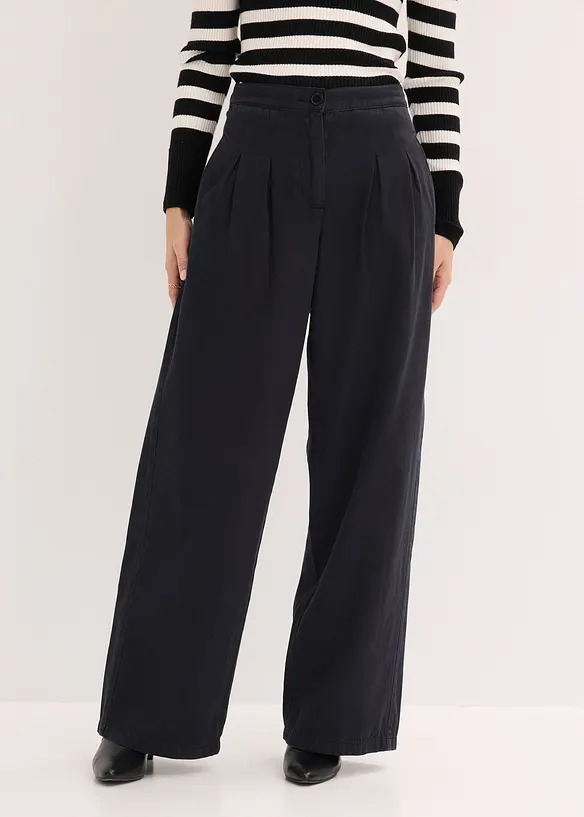 Broek met plooien van puur katoen, bonprix