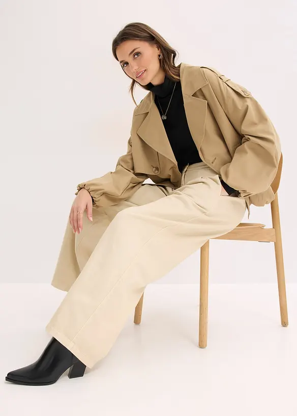 Broek met plooien van puur katoen, bonprix