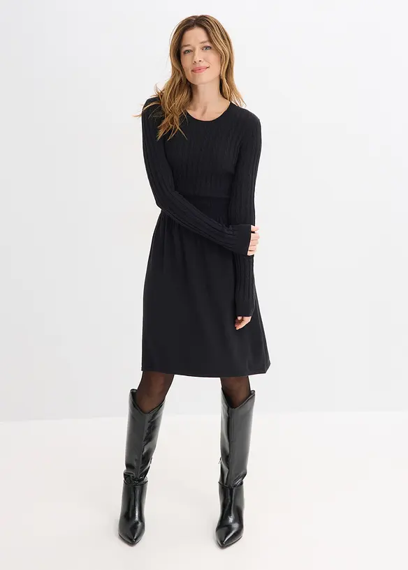Gebreide jurk in een viscosemix, bonprix