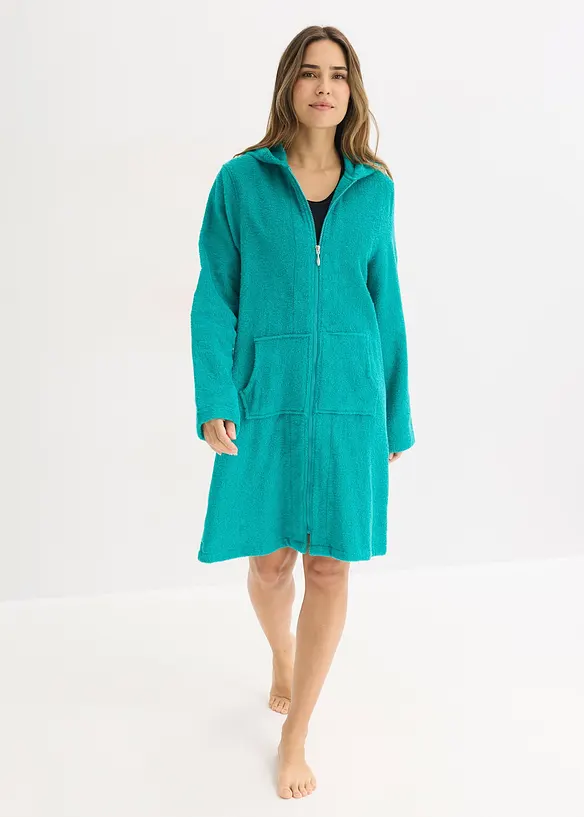 Frott&eacute; badjas met ritssluiting van biologisch katoen, bonprix