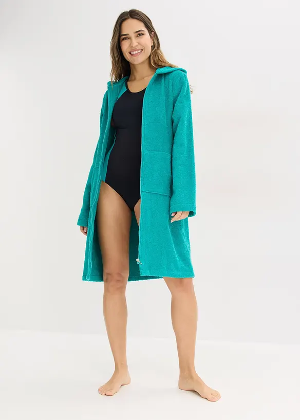 Frott&eacute; badjas met ritssluiting van biologisch katoen, bonprix