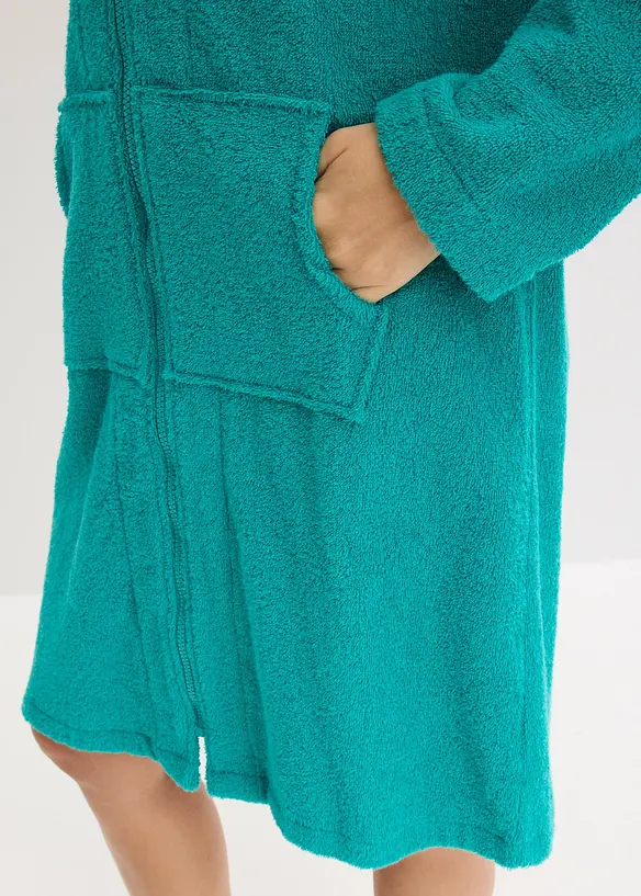 Frott&eacute; badjas met ritssluiting van biologisch katoen, bonprix