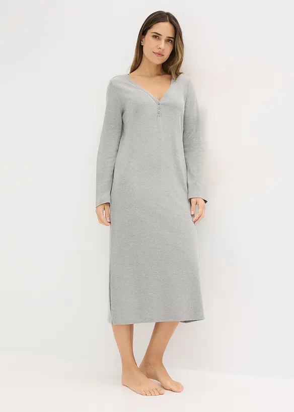 Nachthemd van ribstof met knoopsluiting, bonprix