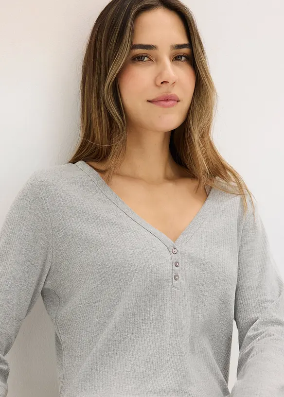 Nachthemd van ribstof met knoopsluiting, bonprix