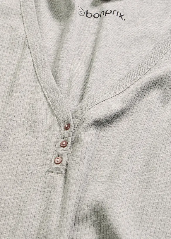 Nachthemd van ribstof met knoopsluiting, bonprix