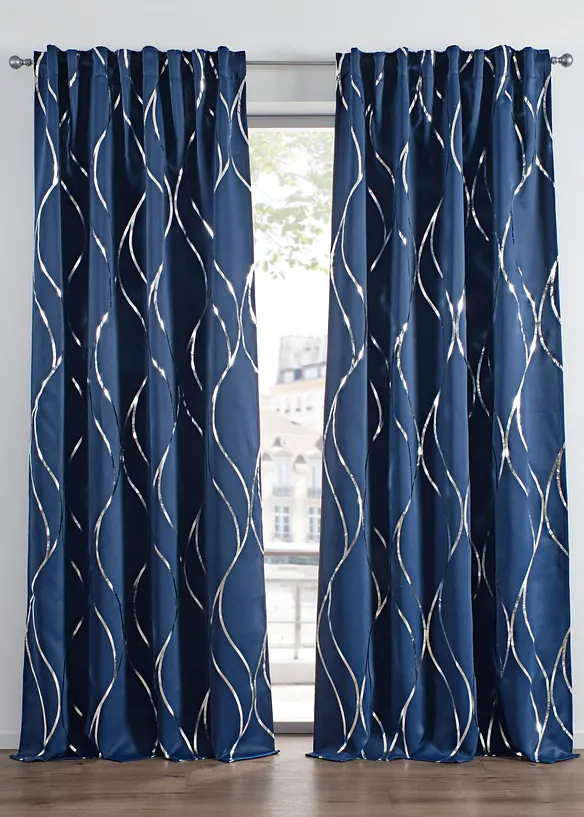 Verduisterend gordijn met glanzende print (1 stuk), bonprix