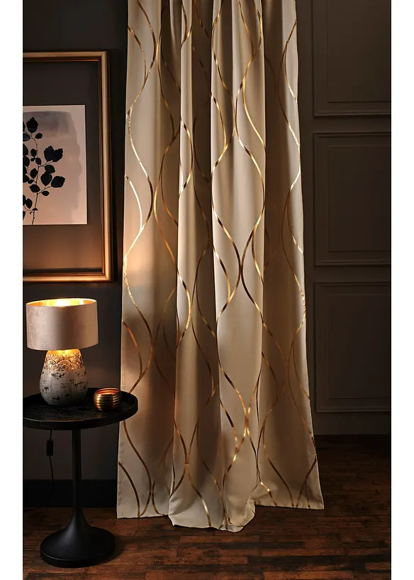 Verduisterend gordijn met glanzende print (1 stuk), bonprix