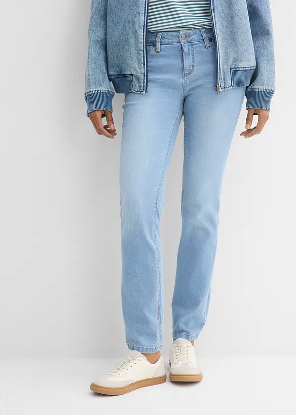 Mid waist stretch jeans, straight, bonprix